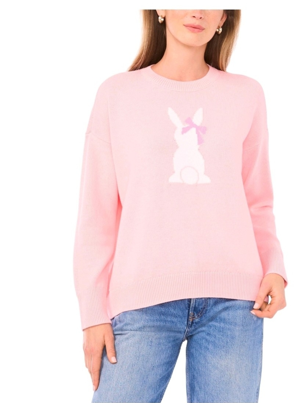 NEW: Vince Camuto Pastel Pink Bunny Crewneck Sweater